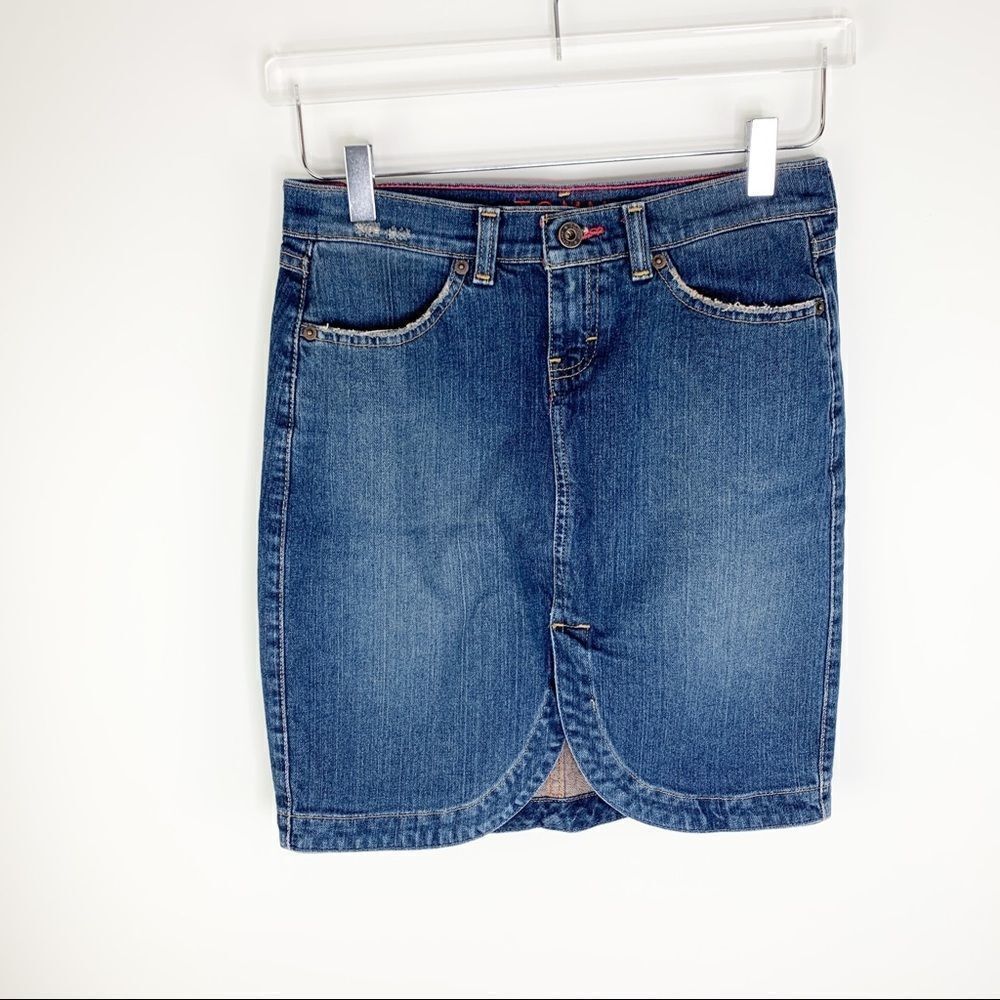 Tommy Hilfiger Junior Distressed Jean Skirt‎ w/Star Embroidery Sz 3
